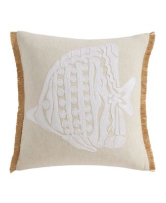 Levtex Home Seaside Charm Crewel Stitch Decorative Pillow, 18" x 18"
