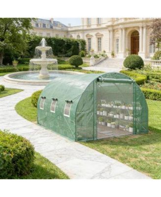 LOVMOR 9.7 x 11.3 x 6.4 FT Walk In Tunnel Greenhouse PE Cover Steel for Outdoor Garden