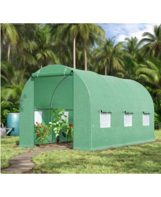 Lovmor PE Cover Steel Walk In Tunnel Greenhouse for Outdoor Backyard