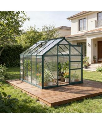 LOVMOR 6.2 x 10.2 x 6.6 FT Aluminum Polycarbonate Walk In Polycarbonate Greenhouse for Outdoor Garden