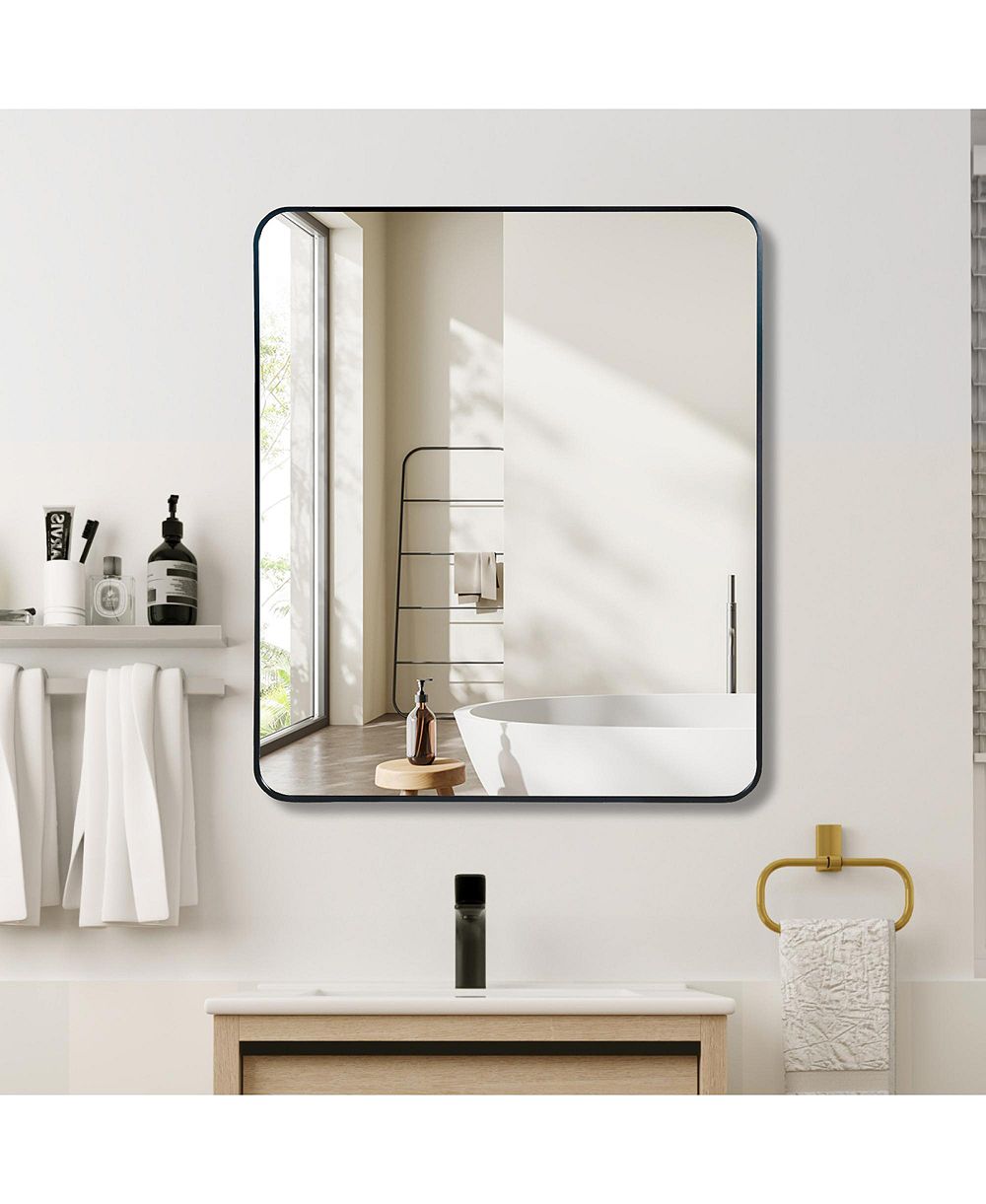 RAINSKEN 30 "x36" Rectangular Bathroom Mirror, Modern Wall Mounted Vanity Mirror with Shatterproof Film, Hangs Horizontally or Vertically