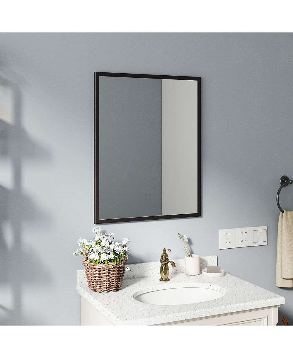 RAINSKEN 24-Inch Bathroom Mirror, Square Aluminum Mirror Frame Vanity Mirror for Bedroom, Living Room and Entryway