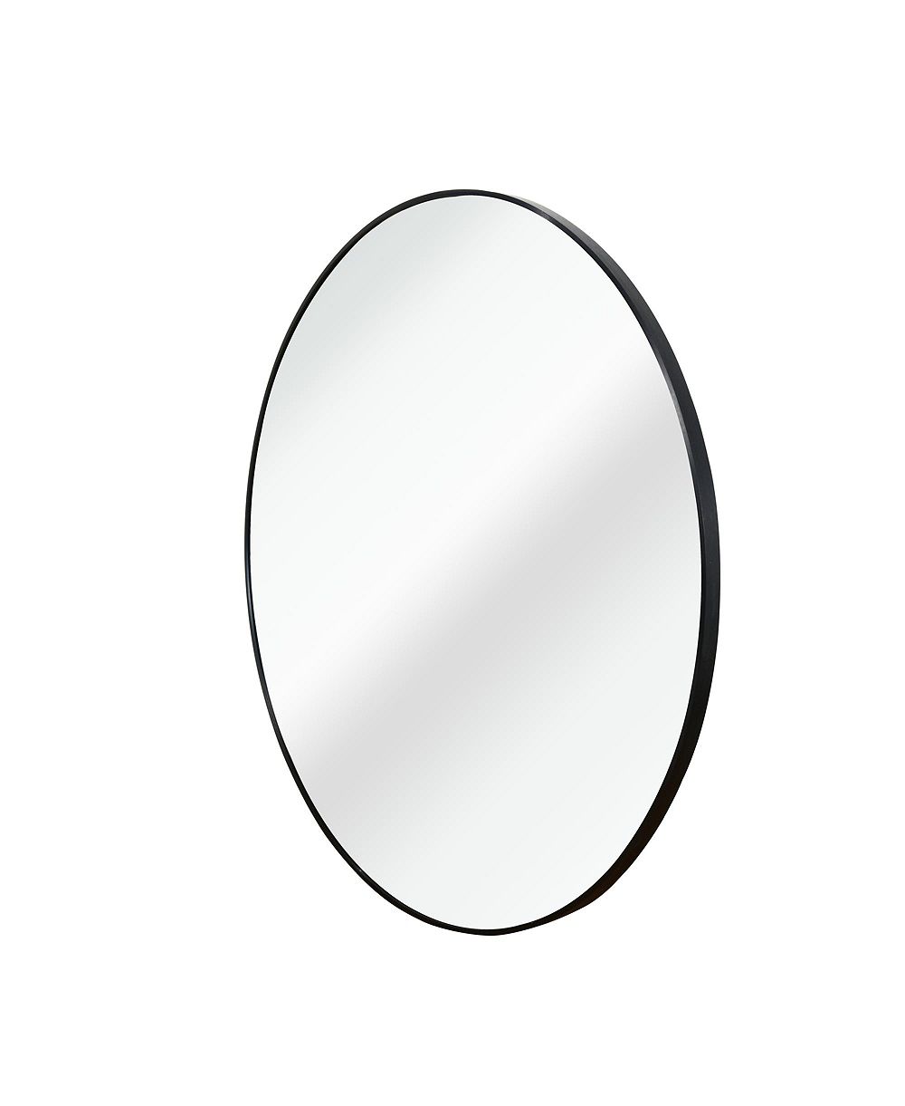 RAINSKEN Round Bathroom Mirror, 24 Inch Wall Mounted Shatterproof HD Glass Mirror with Metal Frame for Bathroom, Living Room