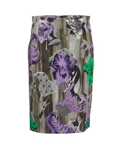 Женская юбка-карандаш Pre-Owned Versace Multicolour Abstract Print Stretch Crepe