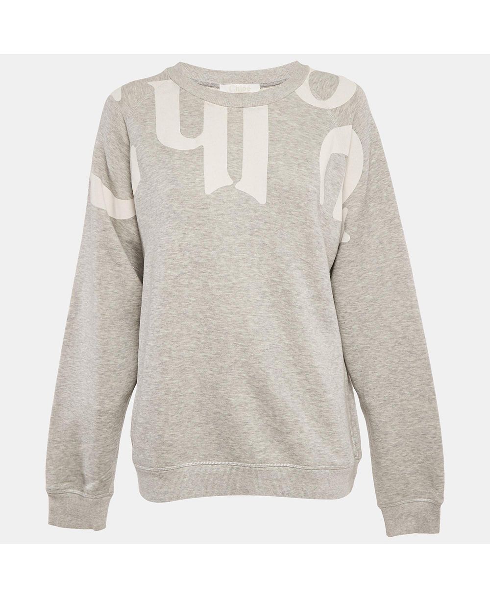 Pre-Owned Chloe Women's Logo Print Cotton Melange Crew Neck Sweatshirt