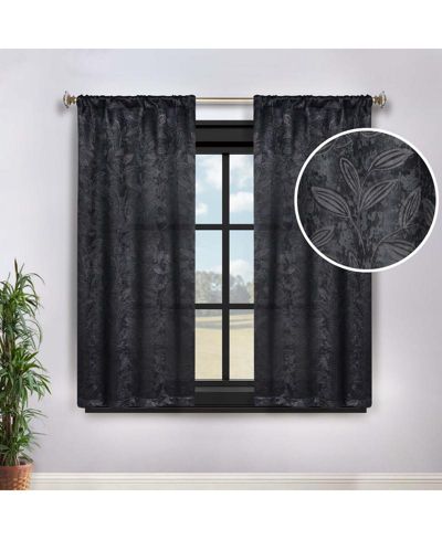 Leaves Machine Washable Room Darkening Semi Blackout Curtains, Set of 2