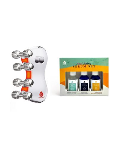 PURSONIC 5 in 1 LED Light Therapy Skin Roller Massager and Anti Aging Serum Set