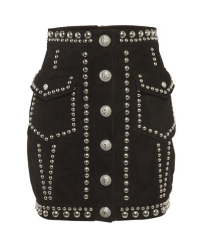 Женская мини-юбка Balmain из замши с заклепками (б/у)