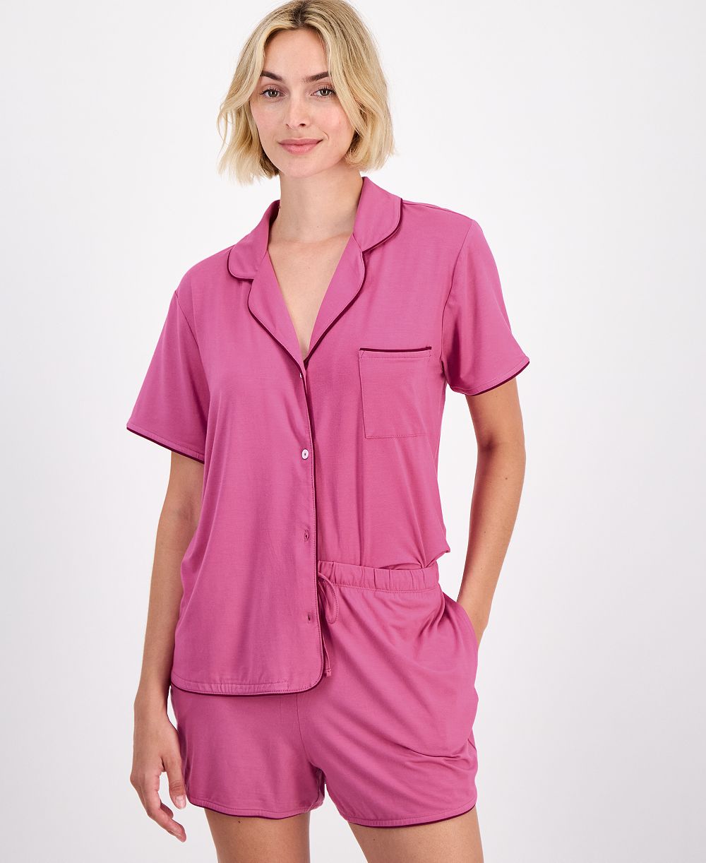 State of Day Women's 2-Piece Short-Sleeve Notched-Collar Pajama Set XS-3X, Created for Macy's