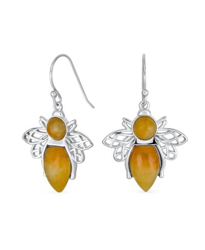 Серьги Bling Jewelry Garden Insect Orange Yellow Jade Queen Bumble Bee Drop.925 Sterling Silver