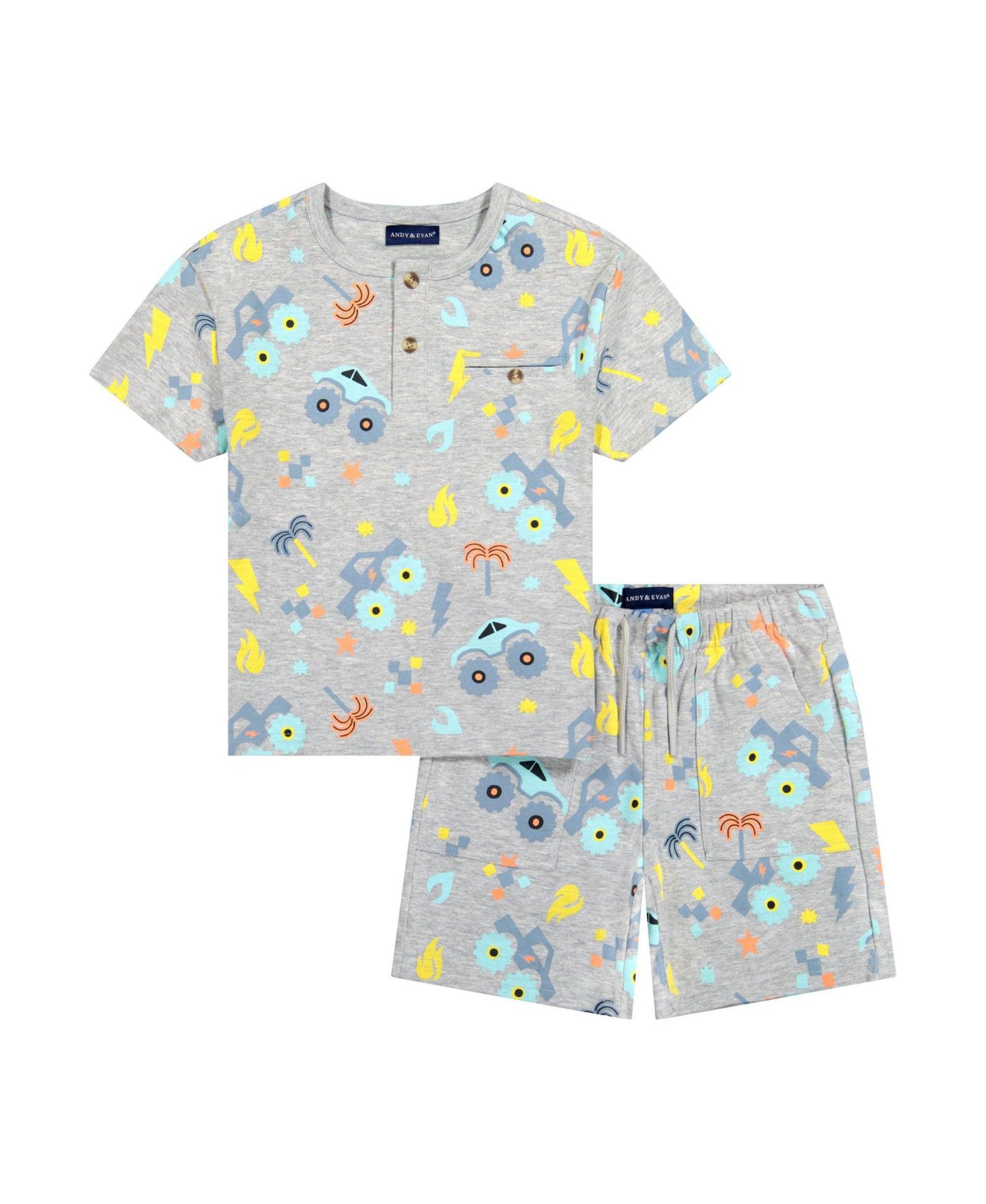 Andy and Evan Toddler Boys Graphic Print Henley Set