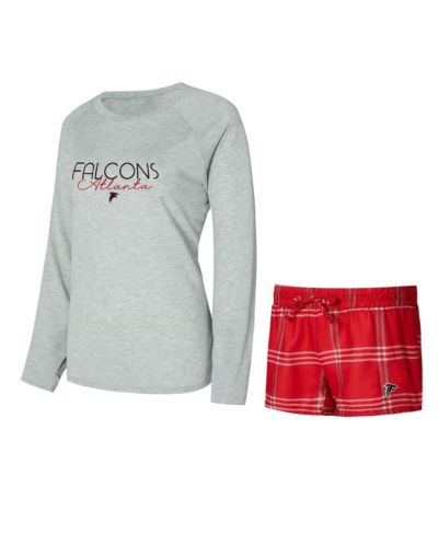 Женский комплект Concepts Sport Red/Gray Atlanta Falcons Petition Raglan Long Sleeve Top & Shorts