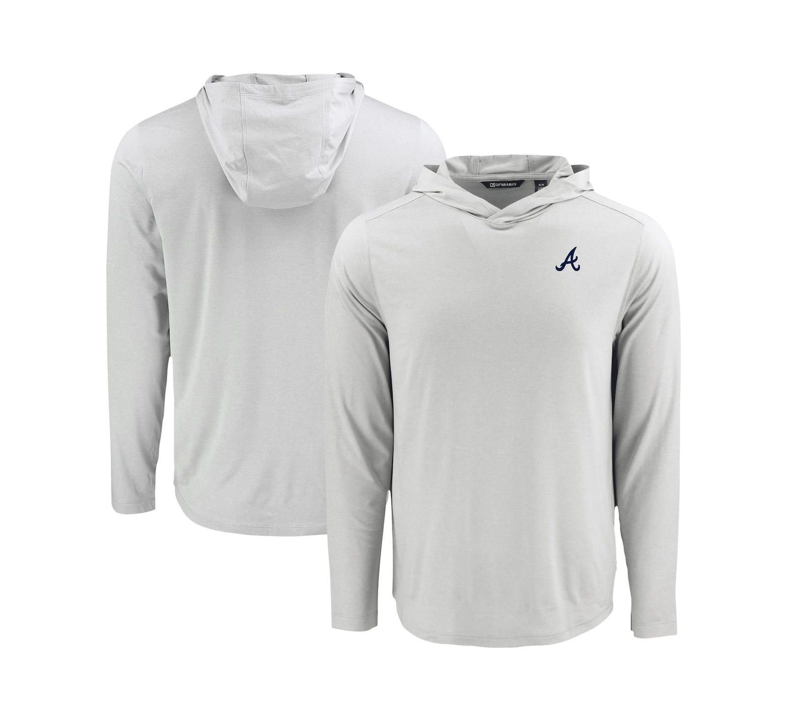 Мужское худи Cutter & Buck Gray Atlanta Braves Coastline Epic Comfort Long Sleeve Hoodie