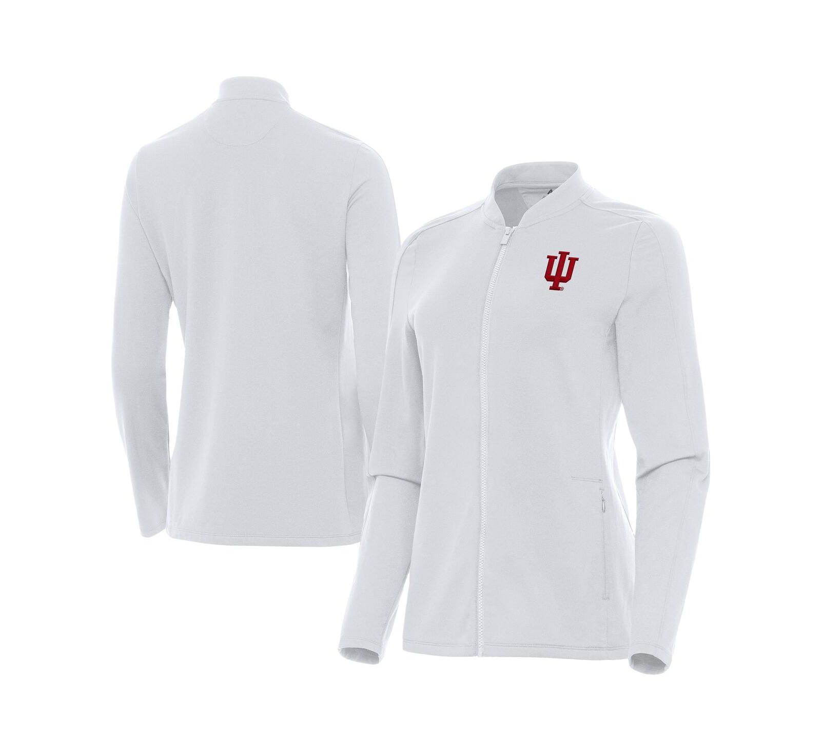 Antigua Women's White Indiana Hoosiers Continual Full-Zip Jacket