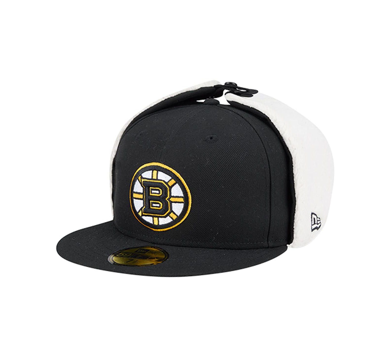 Мужская классическая кепка New Era Black Boston Bruins Injection Dog Ear Classic Fitted Hat