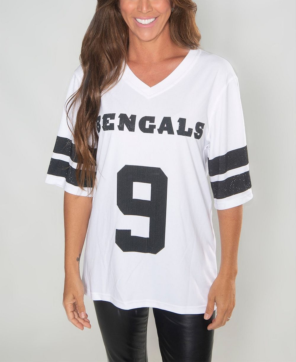 Женский туник-топ Cuce Joe Burrow White Cincinnati Bengals с V-образным вырезом