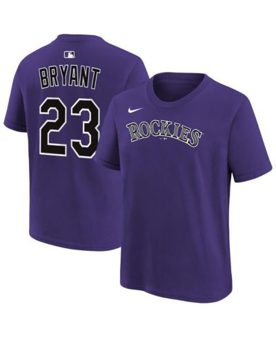 Nike Big Boys and Girls Kris Bryant Purple Colorado Rockies Name & Number T-Shirt