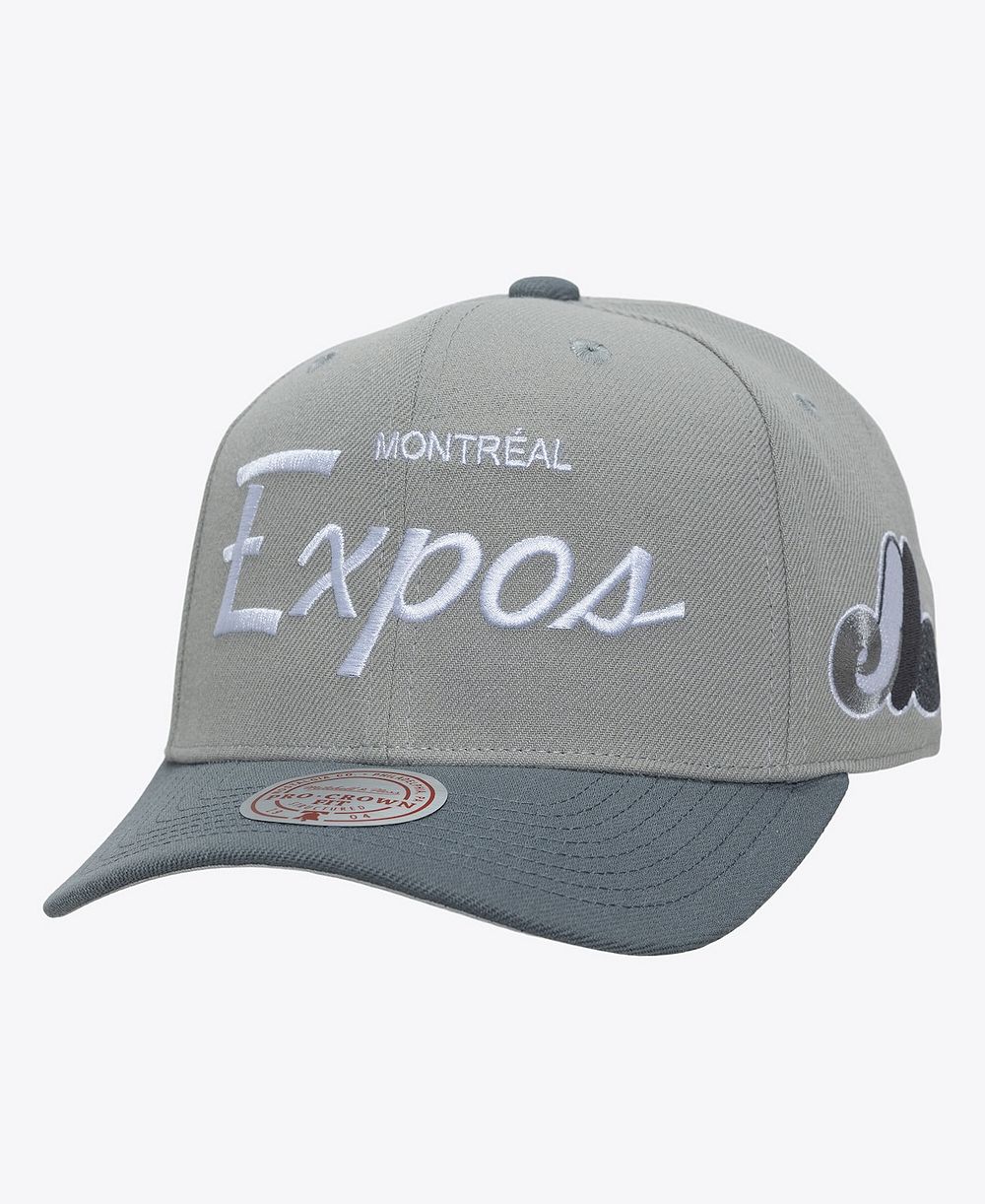 Mitchell & Ness Men's Gray Montreal Expos Cooperstown Thunderstorm Head Coach Pro-Crown Adjustable Hat