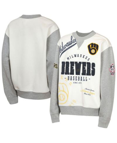 Детская флисовая толстовка Outerstuff Milwaukee Brewers Big League Power Hit, кремово-серая