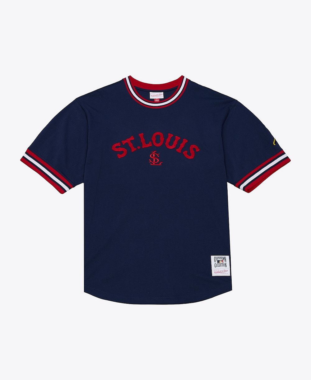Мужская футболка Mitchell & Ness Navy St. Louis Cardinals Wild Pitch Ringer
