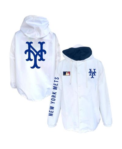 Мужская куртка Mitchell & Ness White New York Mets Big & Tall с капюшоном на кнопках