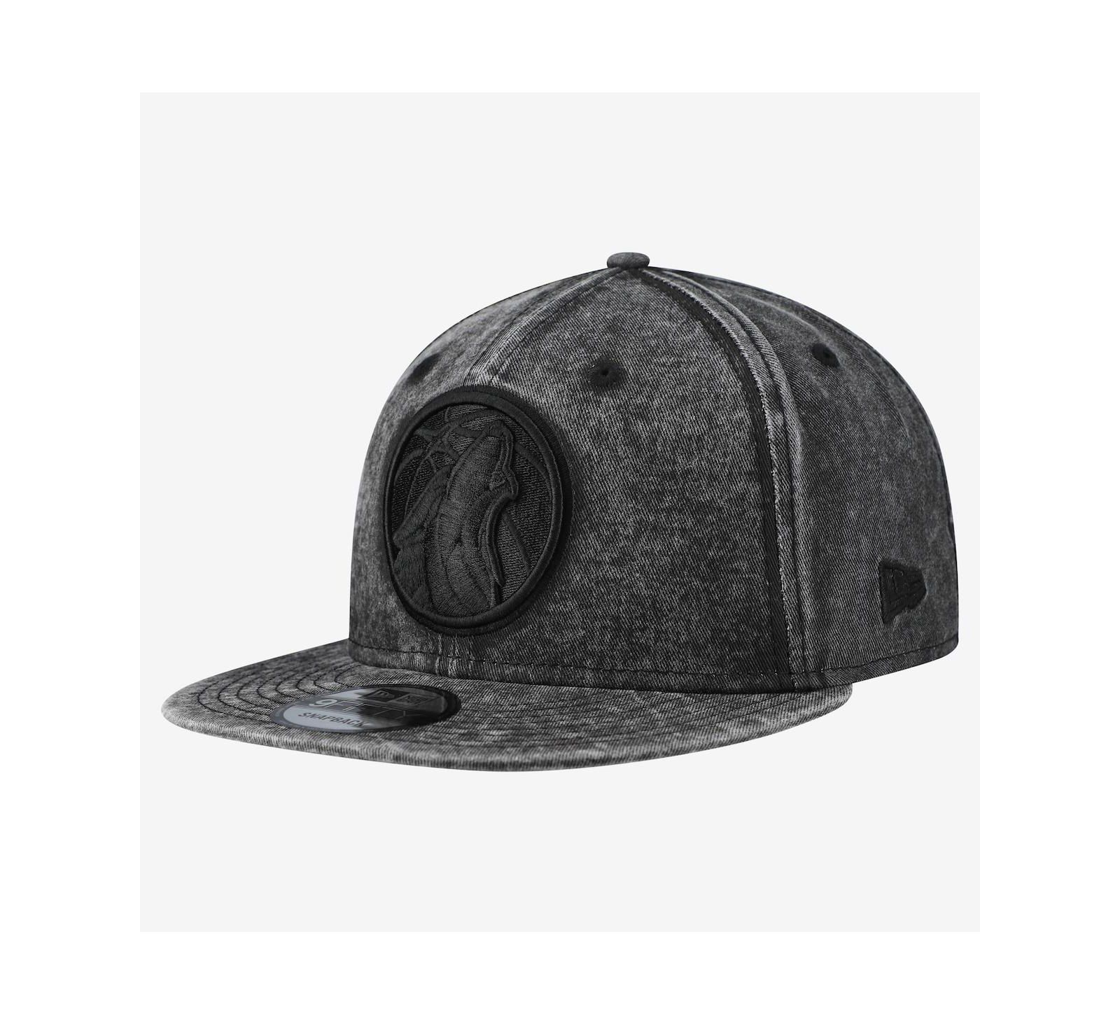 New Era Men's Black Minnesota Timberwolves Washed Tonal 9FIFTY Snapback Hat