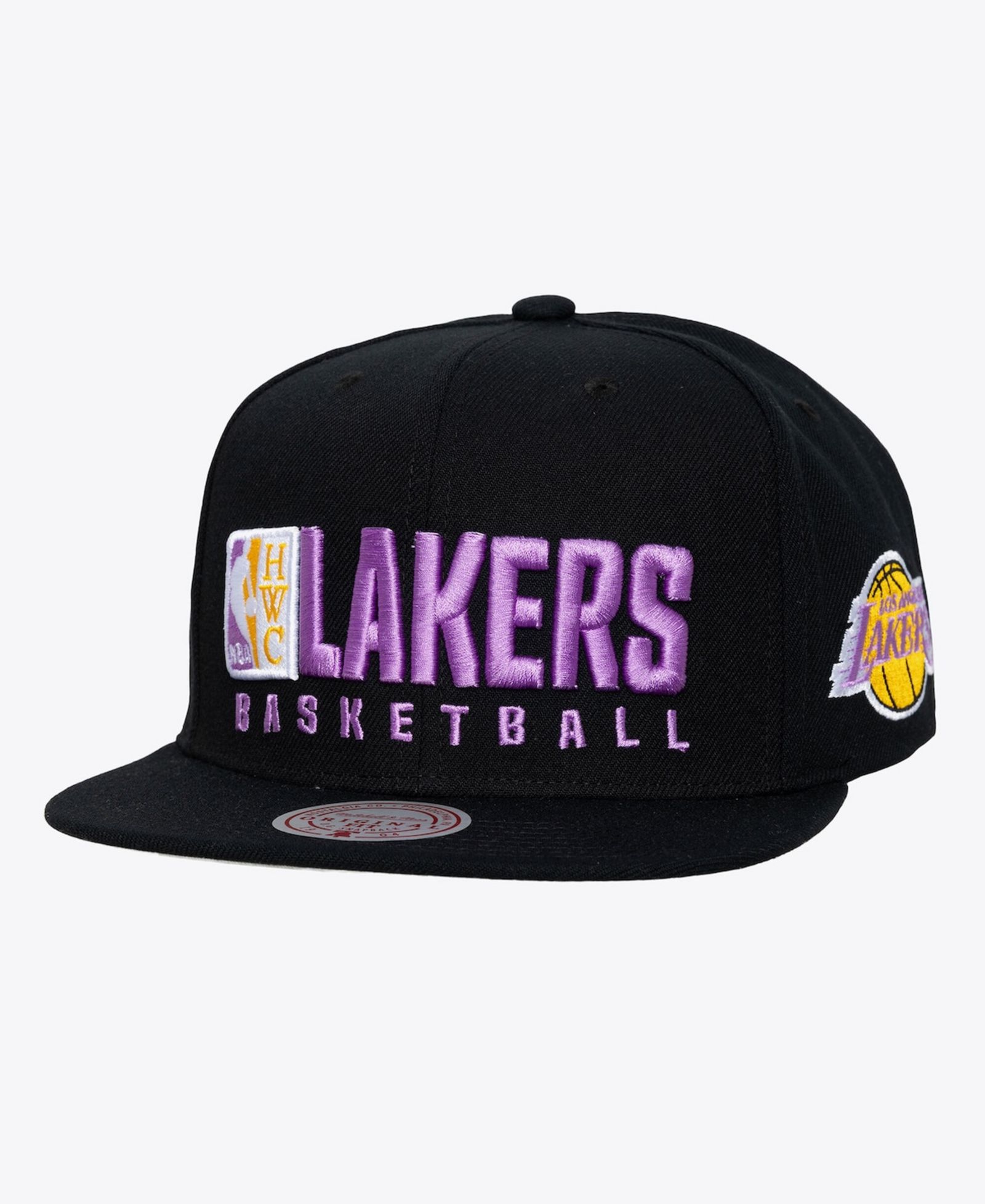 Мужская кепка Mitchell & Ness Los Angeles Lakers Hardwood Classics Old School Stacked Text Snapback, черная