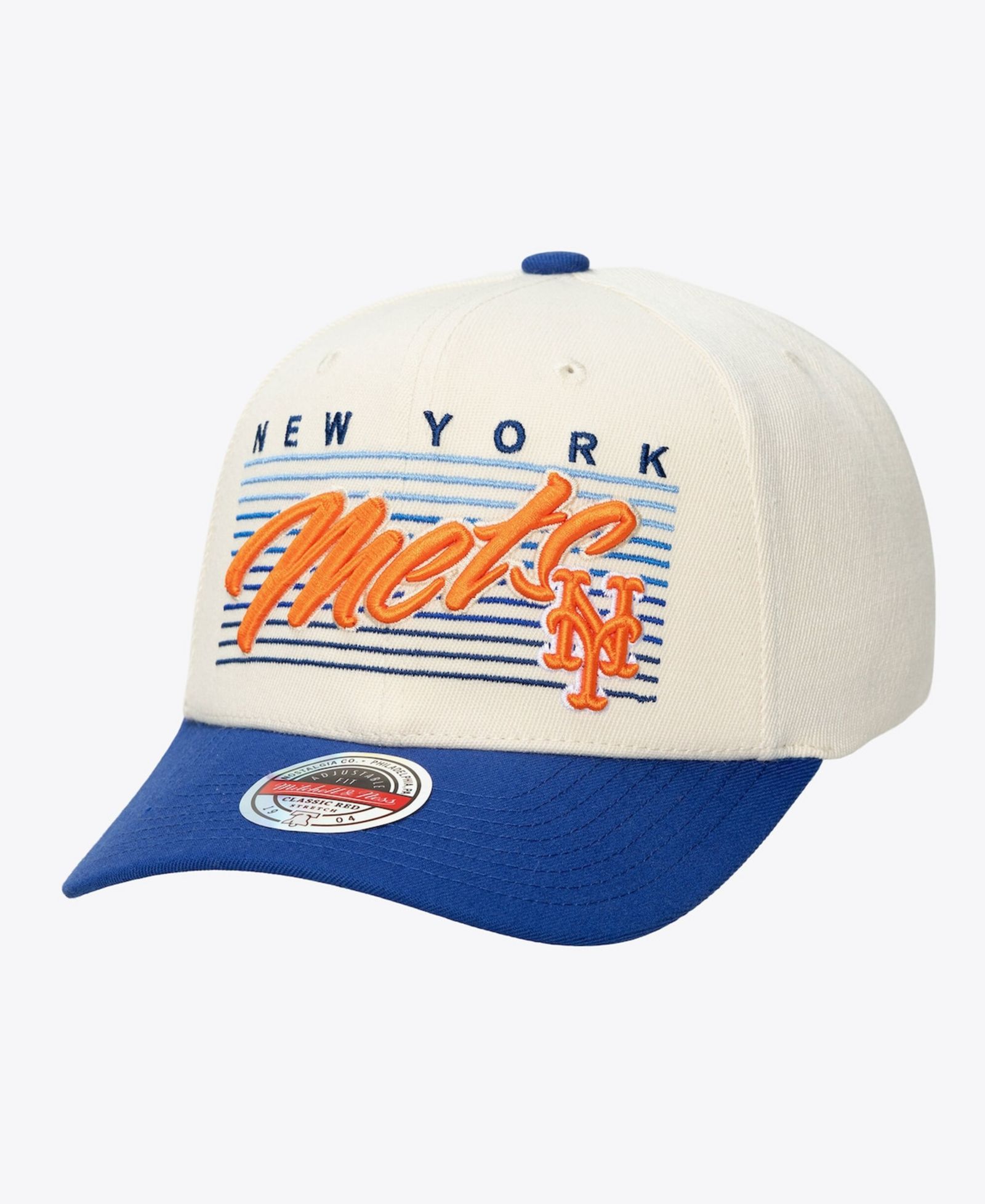 Кепка Mitchell & Ness Men's and Women's Cream New York Mets Retro Lines Stretch Snapback