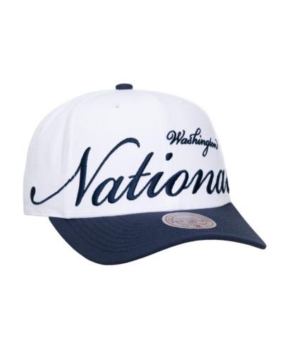 кепка Mitchell & Ness Men's and Women's белая/темно-синяя Washington Nationals XL Script Pro Crown регулируемая
