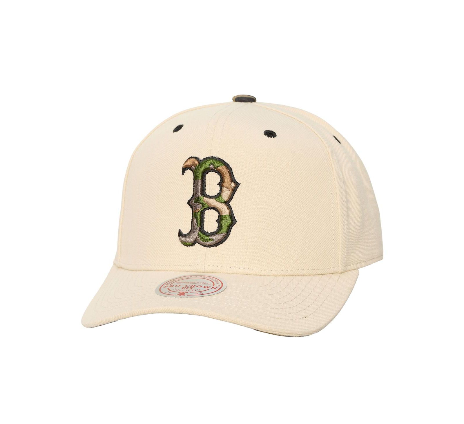 Кепка Mitchell & Ness Men's and Women's Cream Boston Red Sox Camo Logo Pro Crown Snapback