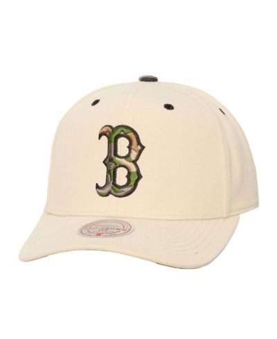 Mitchell & Ness Men's and Women's Cream Boston Red Sox Camo Logo Pro Crown Snapback Hat