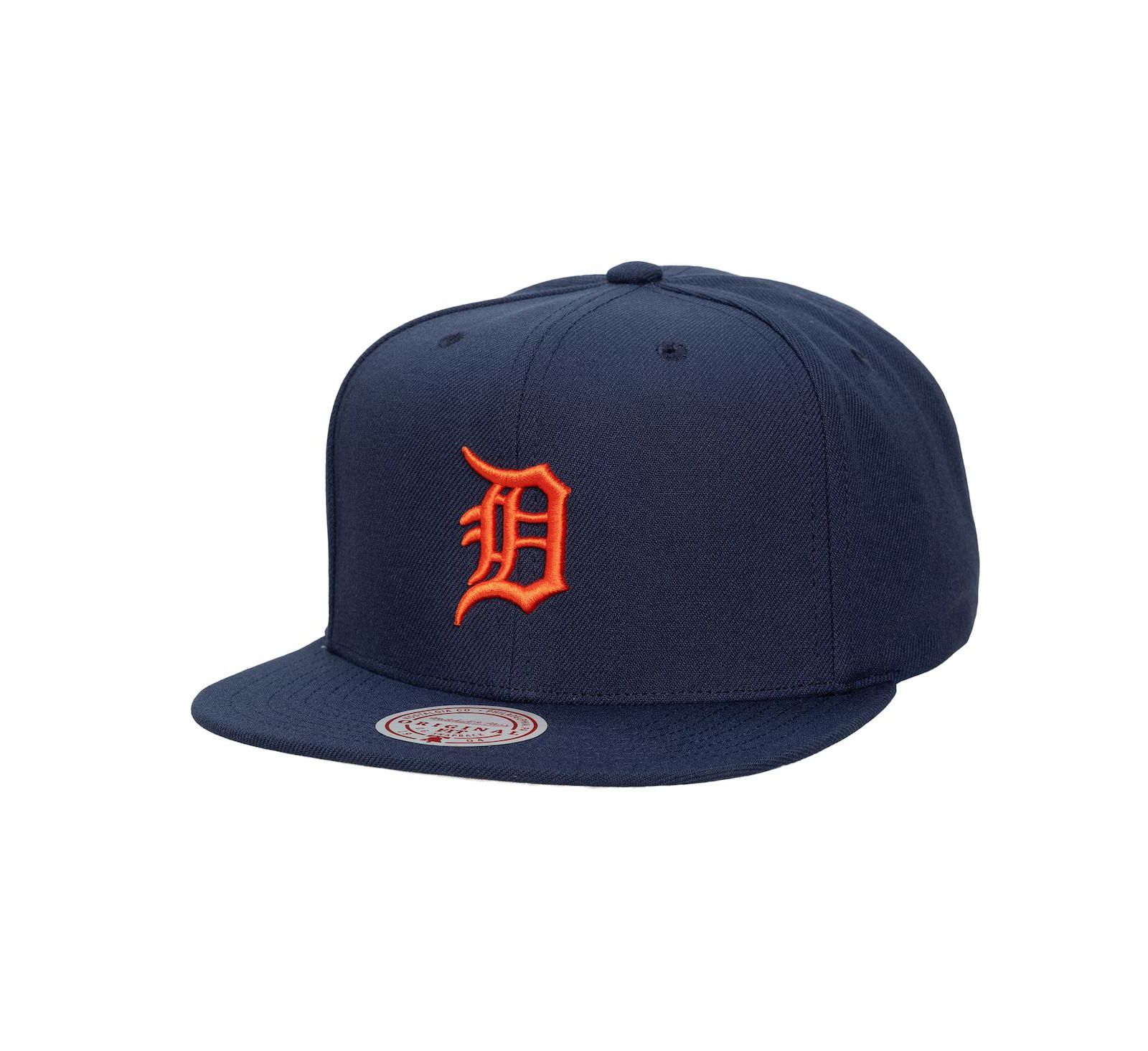 Мужская и женская кепка Mitchell & Ness Navy Detroit Tigers Side Logo Snapback