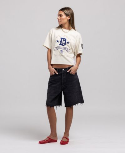 Женская укороченная футболка Mitchell & Ness Detroit Tigers Cooperstown Yacht Rock Boxy Cropped, кремовая