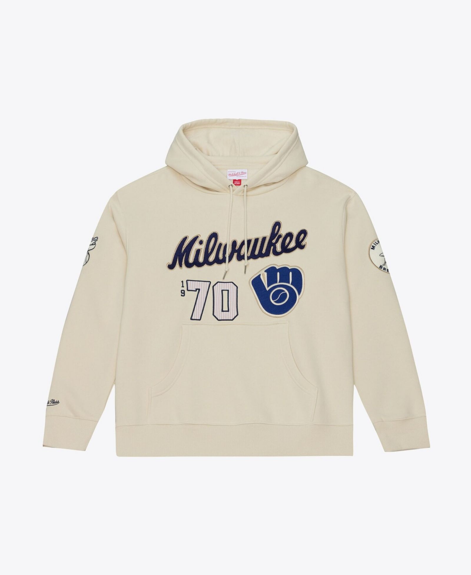 Мужское худи Mitchell & Ness Cream Milwaukee Brewers Yacht Rock Fleece
