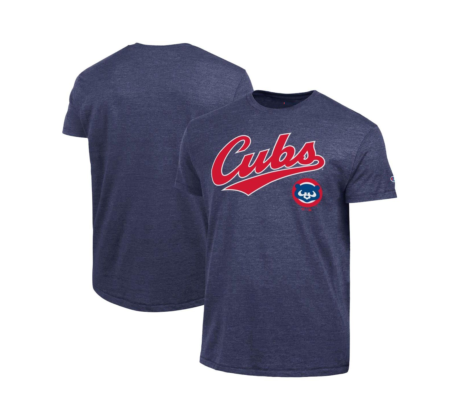 Мужская футболка Champion Chicago Cubs Cooperstown Wordmark Lockup Tri-Blend, Navy
