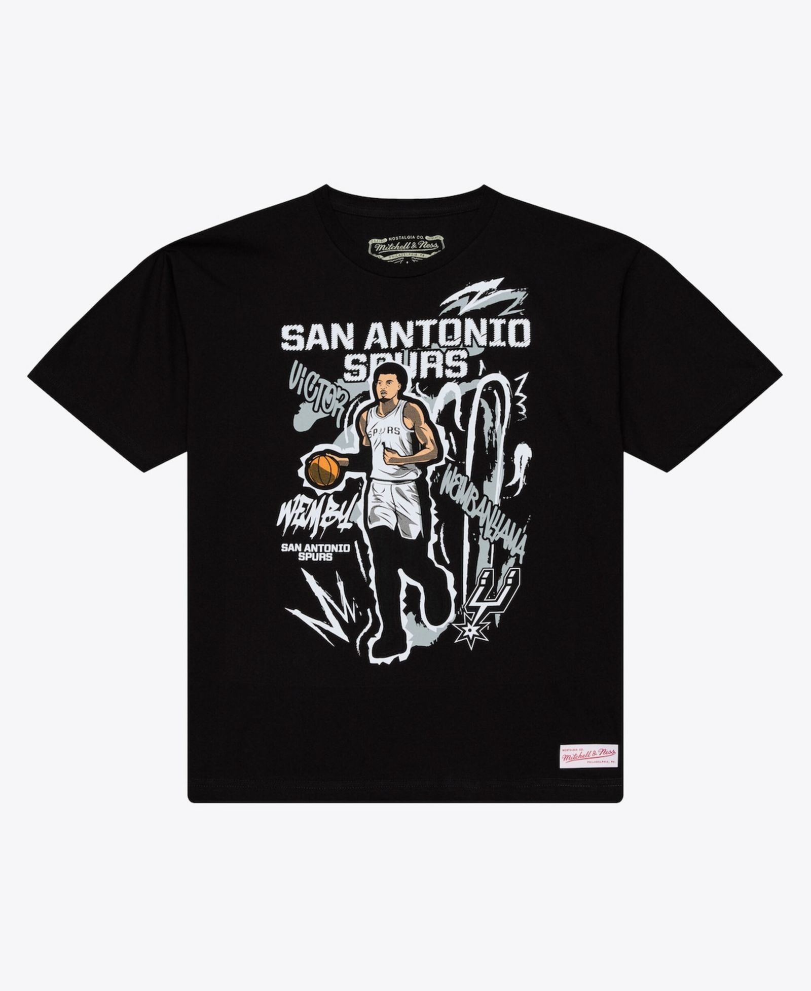 Mitchell & Ness Men's черная футболка Victor Wembanyama San Antonio Spurs Chalked Up