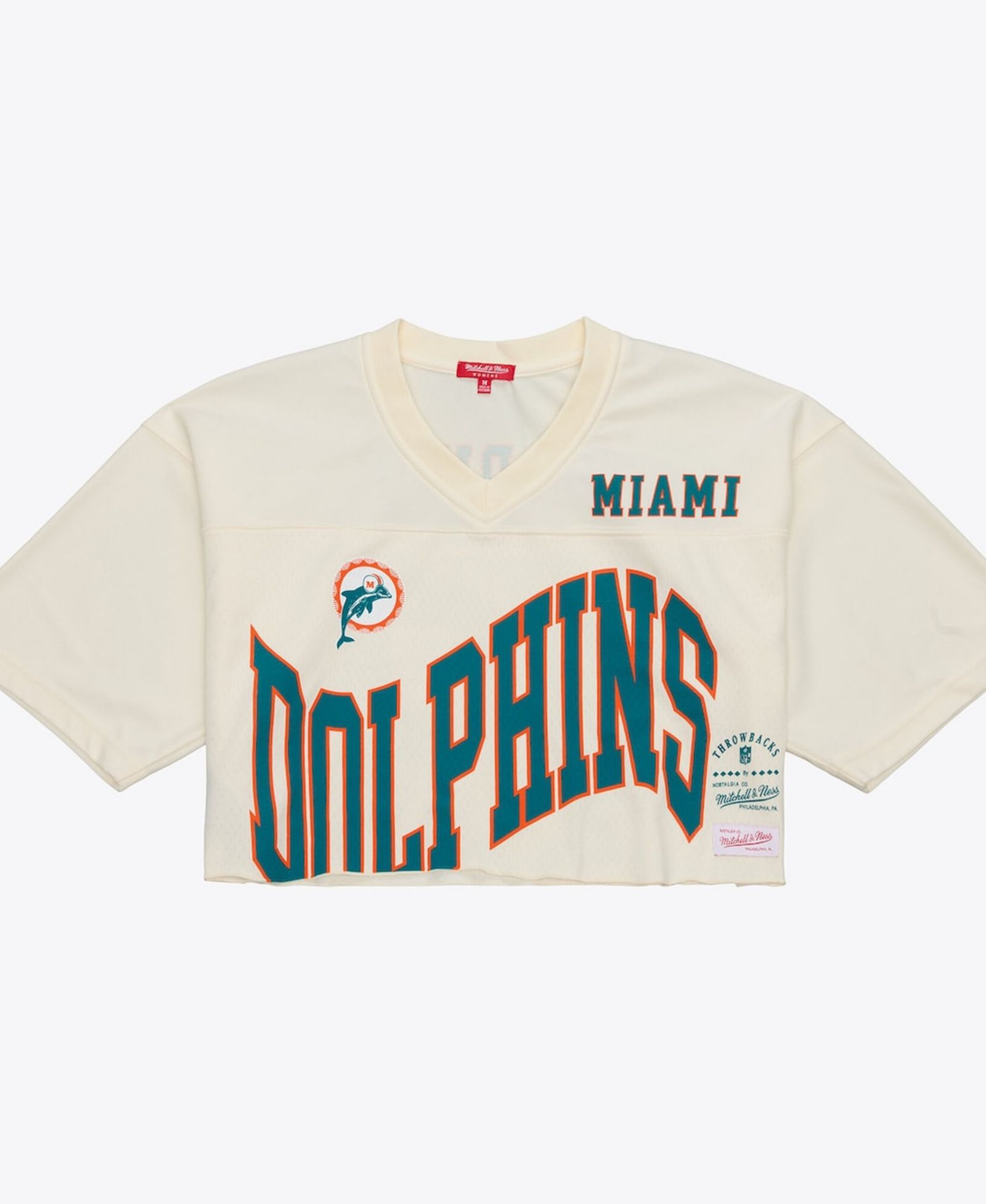 Женский укороченный джерси Mitchell & Ness Dan Marino Cream Miami Dolphins Retired Player