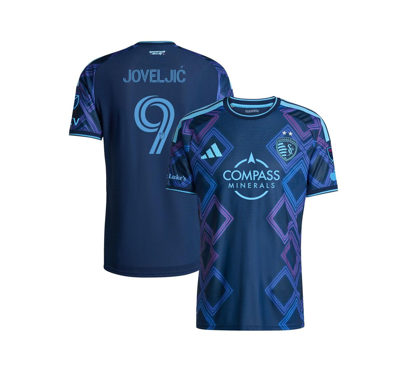 Джерси adidas Men's Dejan Joveljic Blue Sporting Kansas City 2026 The 18th Vine Kit On-Field Authentic Patch