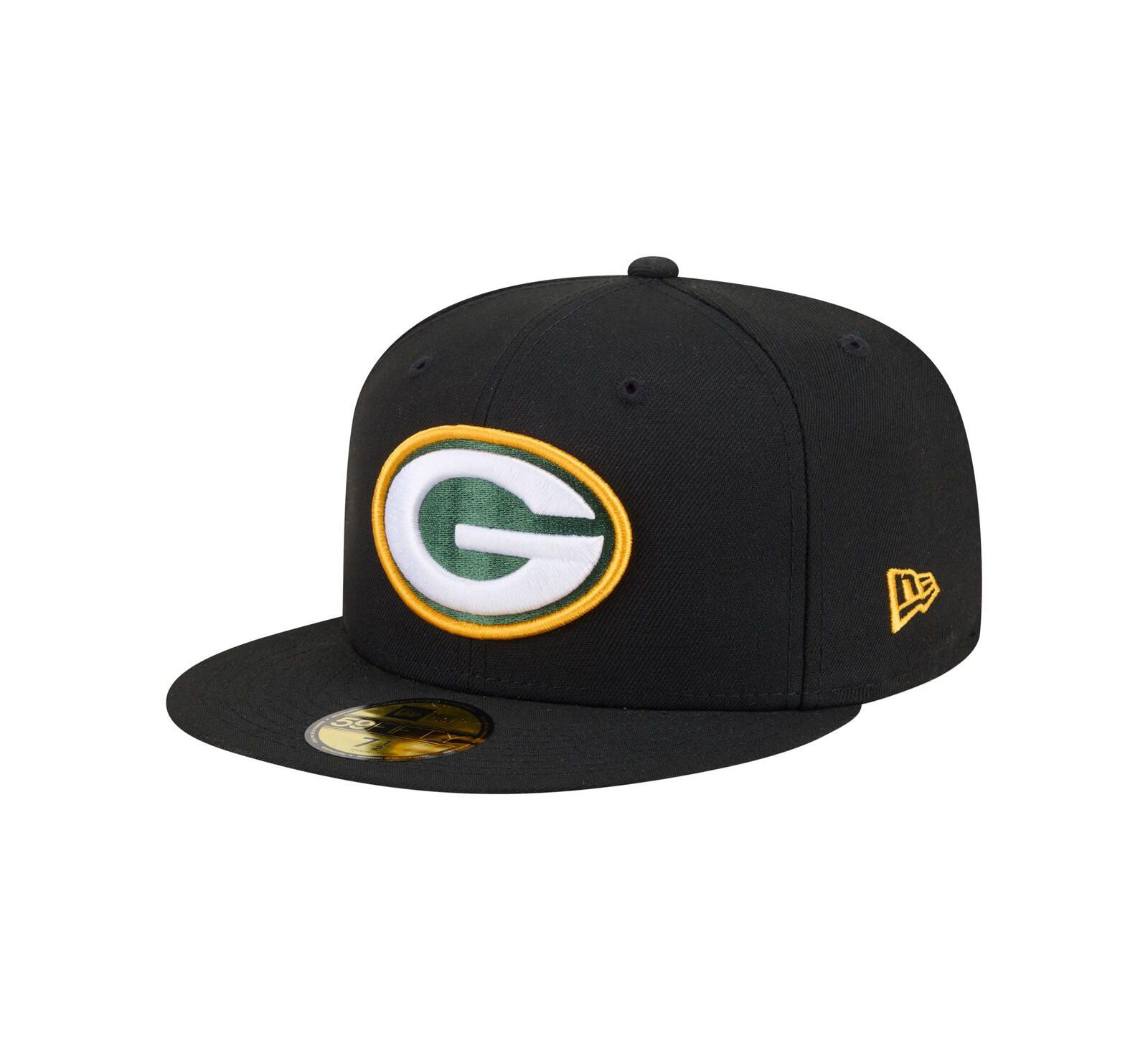 Мужская кепка New Era Black Green Bay Packers 59FIFTY Fitted