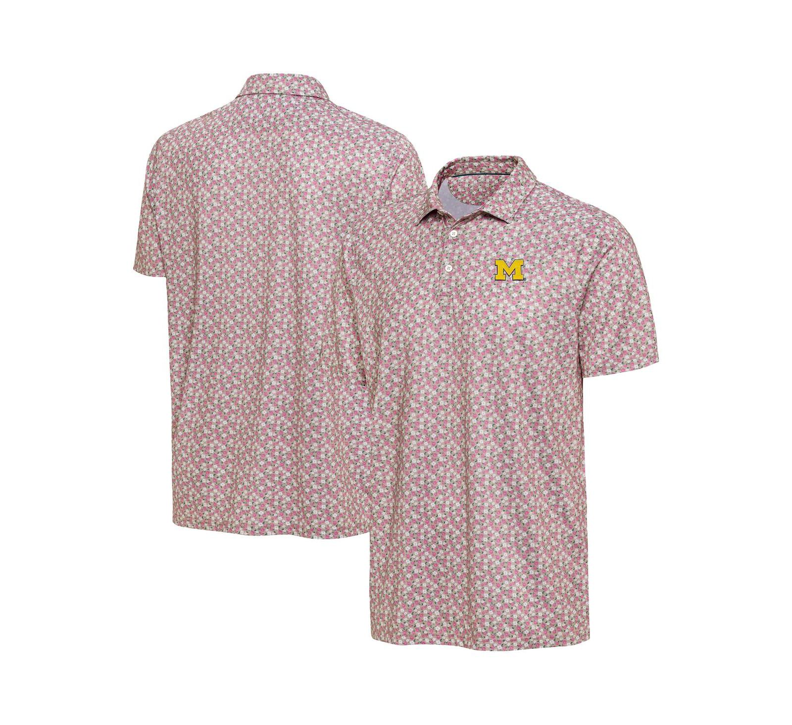 Мужская рубашка-поло Antigua Pink Michigan Wolverines Desert Dry Dogwood