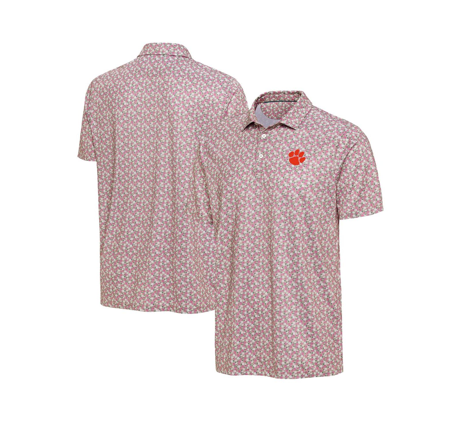 Antigua Мужская рубашка-поло Clemson Tigers Desert Dry Dogwood Pink