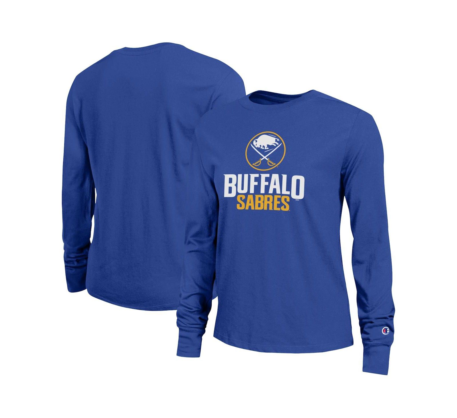 Женская футболка Champion Royal Buffalo Sabres Wordmark Lockup Long Sleeve