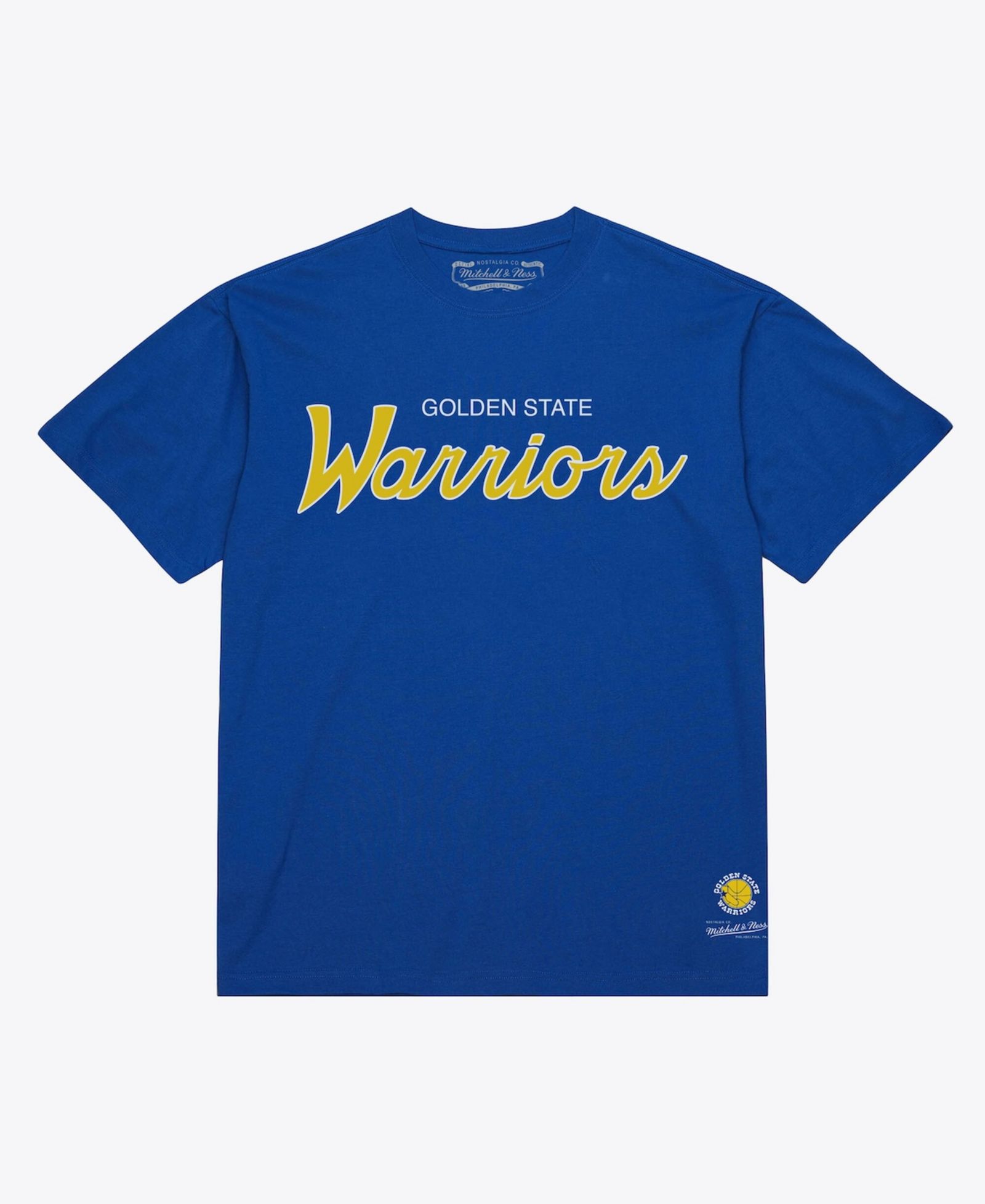 Мужская футболка Mitchell & Ness Royal Golden State Warriors Vintage Wordmark