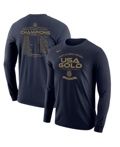 Nike Мужская футболка USA Hockey 2026 Winter Olympics Gold Medal Roster Long Sleeve Navy