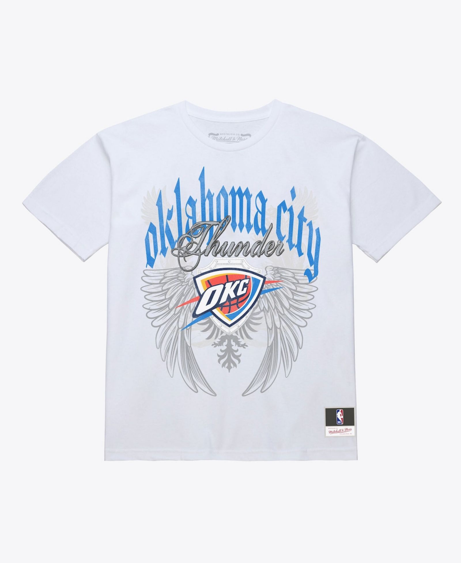 Мужская футболка Mitchell & Ness White Oklahoma City Thunder Old English Classic