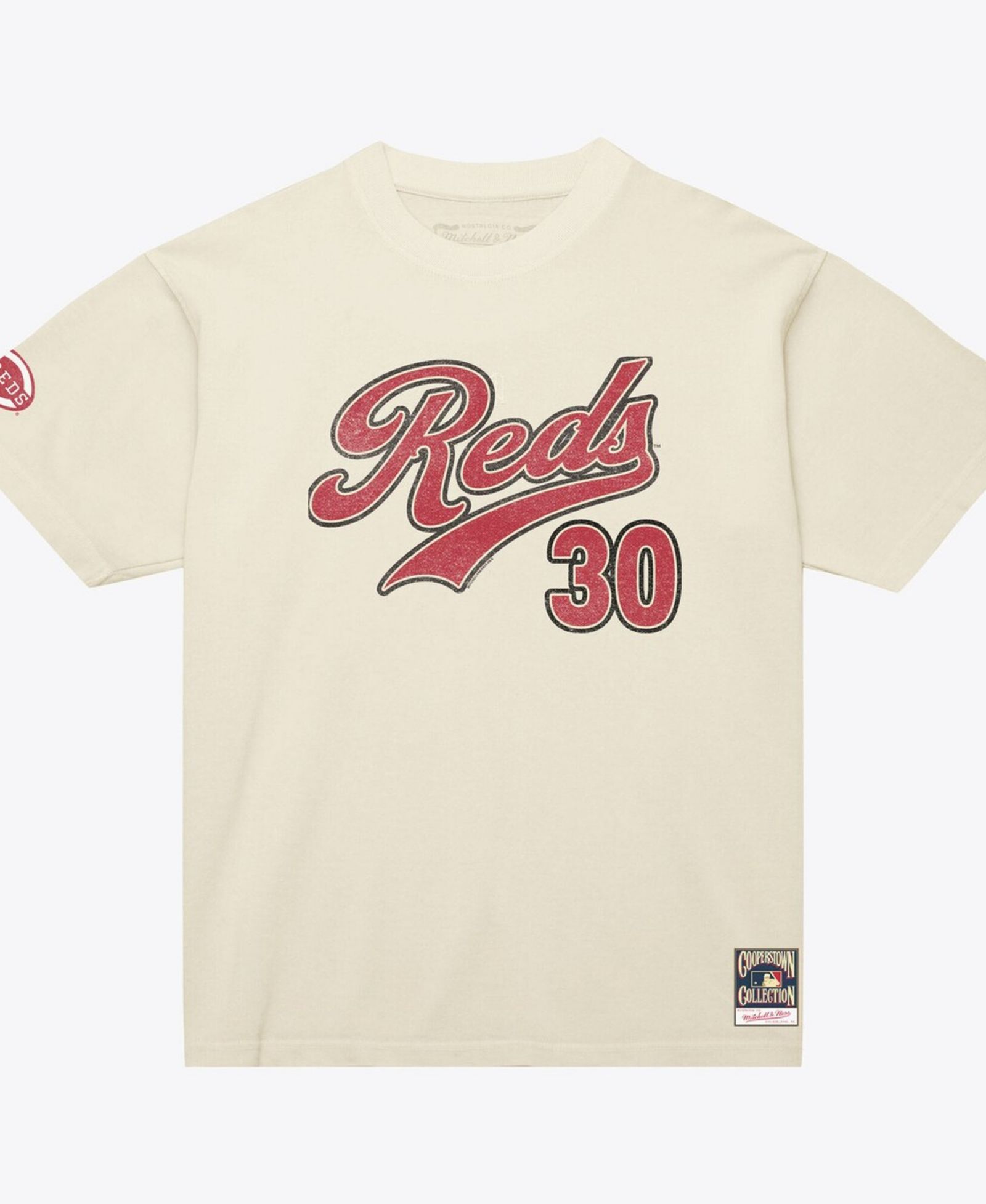 Женская футболка Mitchell & Ness Ken Griffey Jr. Cream Cincinnati Reds Cooperstown Name & Number Throwback T-Shirt