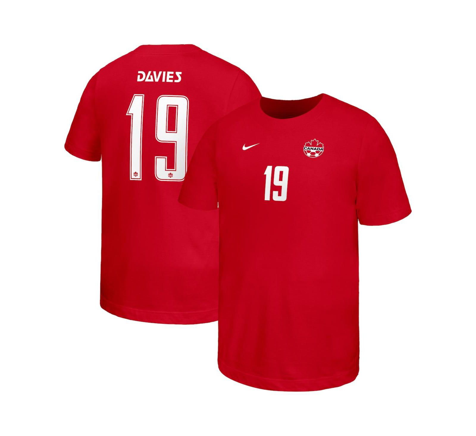 Детская футболка Nike Alphonso Davies Red Canada Soccer Home Player Name & Number