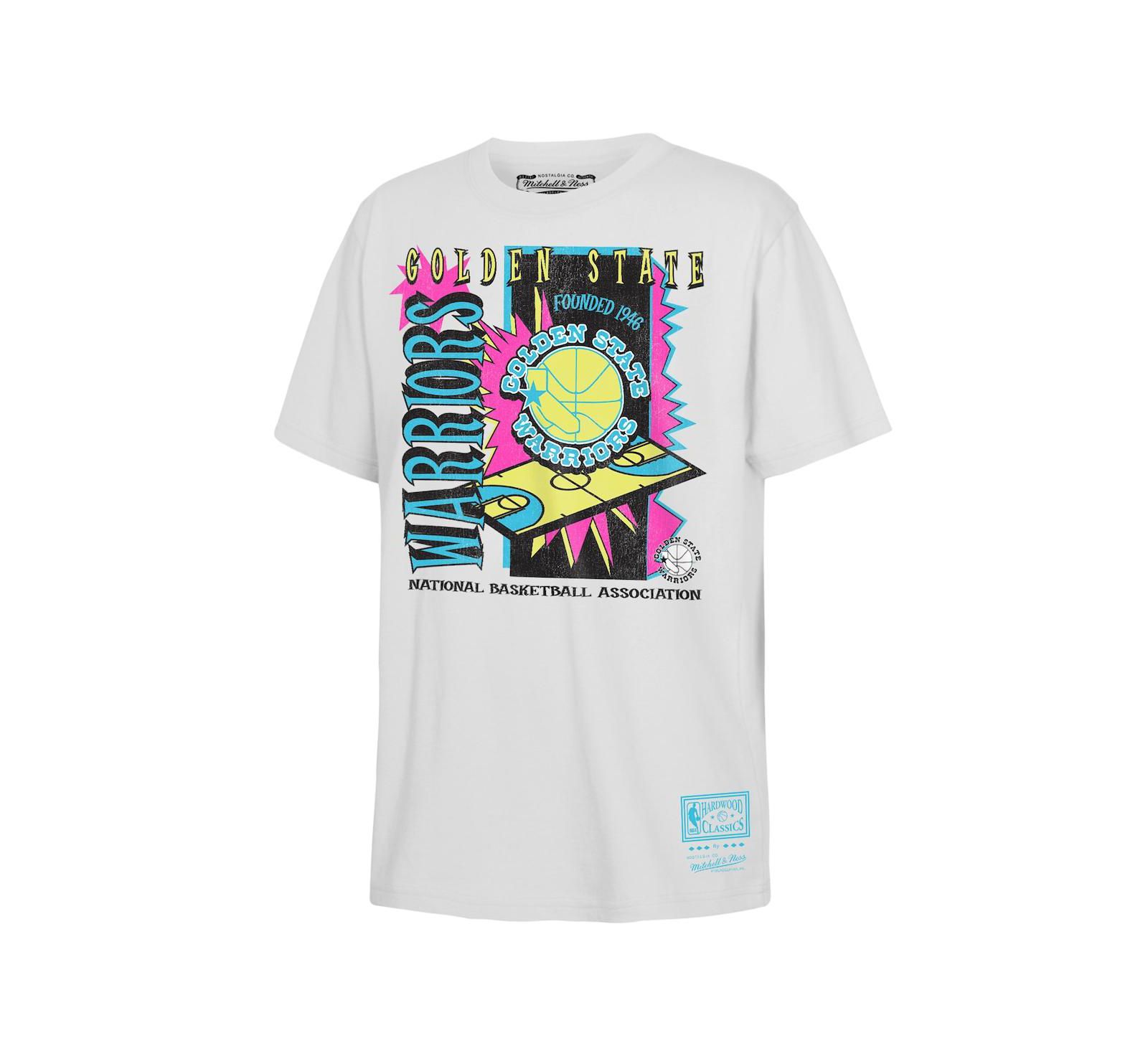 Детская футболка Mitchell & Ness White Golden State Warriors Neon Court Shock