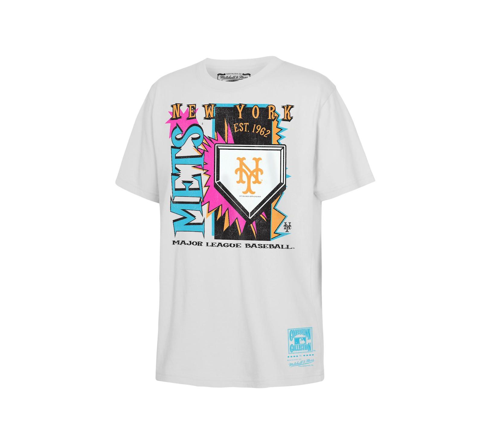 Футболка Mitchell & Ness для мальчиков и девочек White New York Mets Cooperstown Neon Field Shock