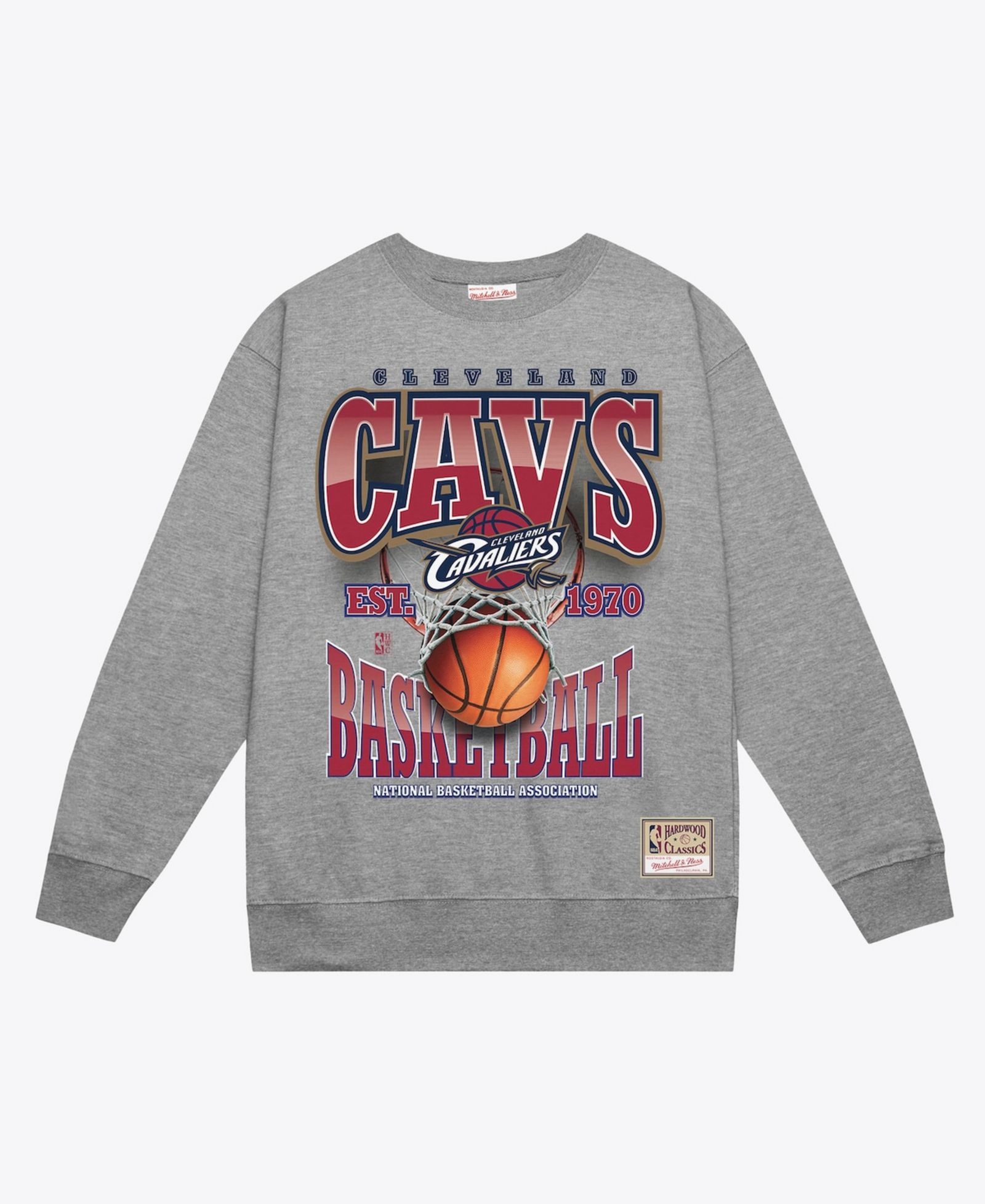 Mitchell & Ness Мужской серый свитшот Cleveland Cavaliers Hardwood Classics Tri 2.0 Crewneck